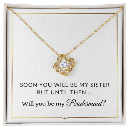 Bridesmaid Proposal - Future Sister in Law - Gift From Bride - Wedding Party Necklace - Elegant White and Gold Wedding Theme
