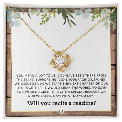 Wedding Ceremony Reader Proposal - Will You Read At Our Wedding - From The Bride and The Groom , Rustic and Wood Wedding Theme - Liliana and Liam