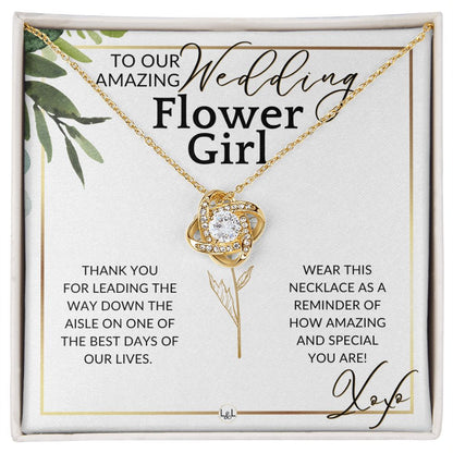 Flower Girl Necklace - Wedding Party Thank You Gift - Gratitude Gift, Token of Appreciation , White and Green, Eucalyptus Wedding - Liliana and Liam
