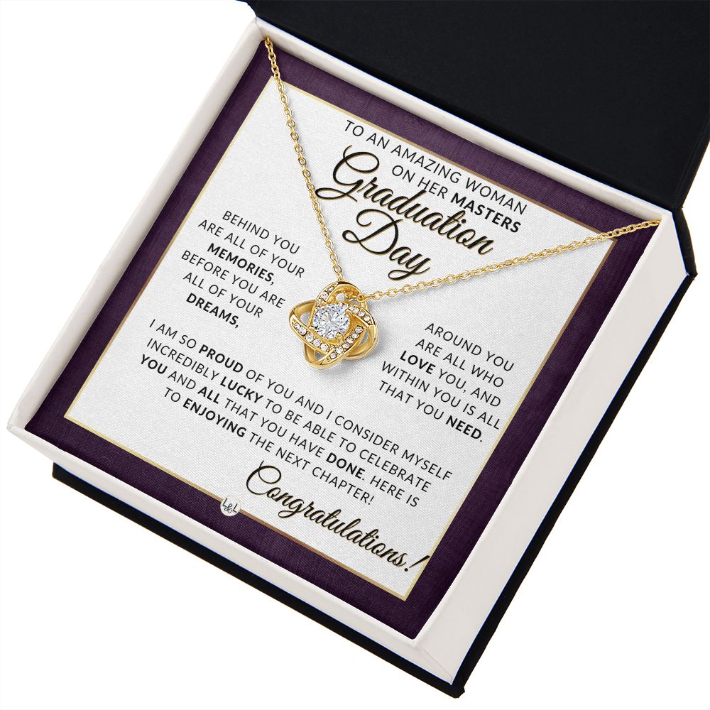 Masters Graduation Day Gift For Female - Mastering Success: Graduation Necklace for Women Who've Completed Their Master's Degree - 2024 Graduation Gift Idea For Her