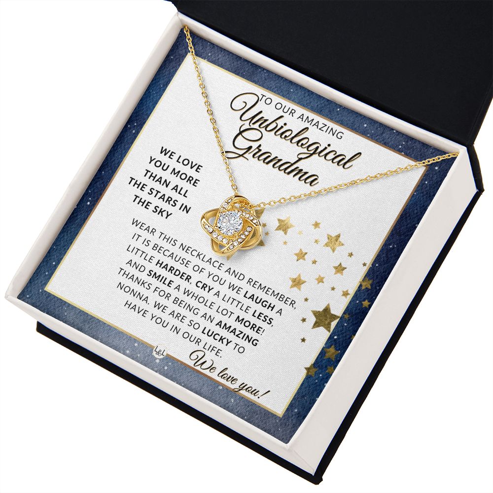 Our Unbiological Grandma Gift - Meaningful Necklace - Great For Mother's Day, Christmas, Her Birthday, Or As An Encouragement Gift
