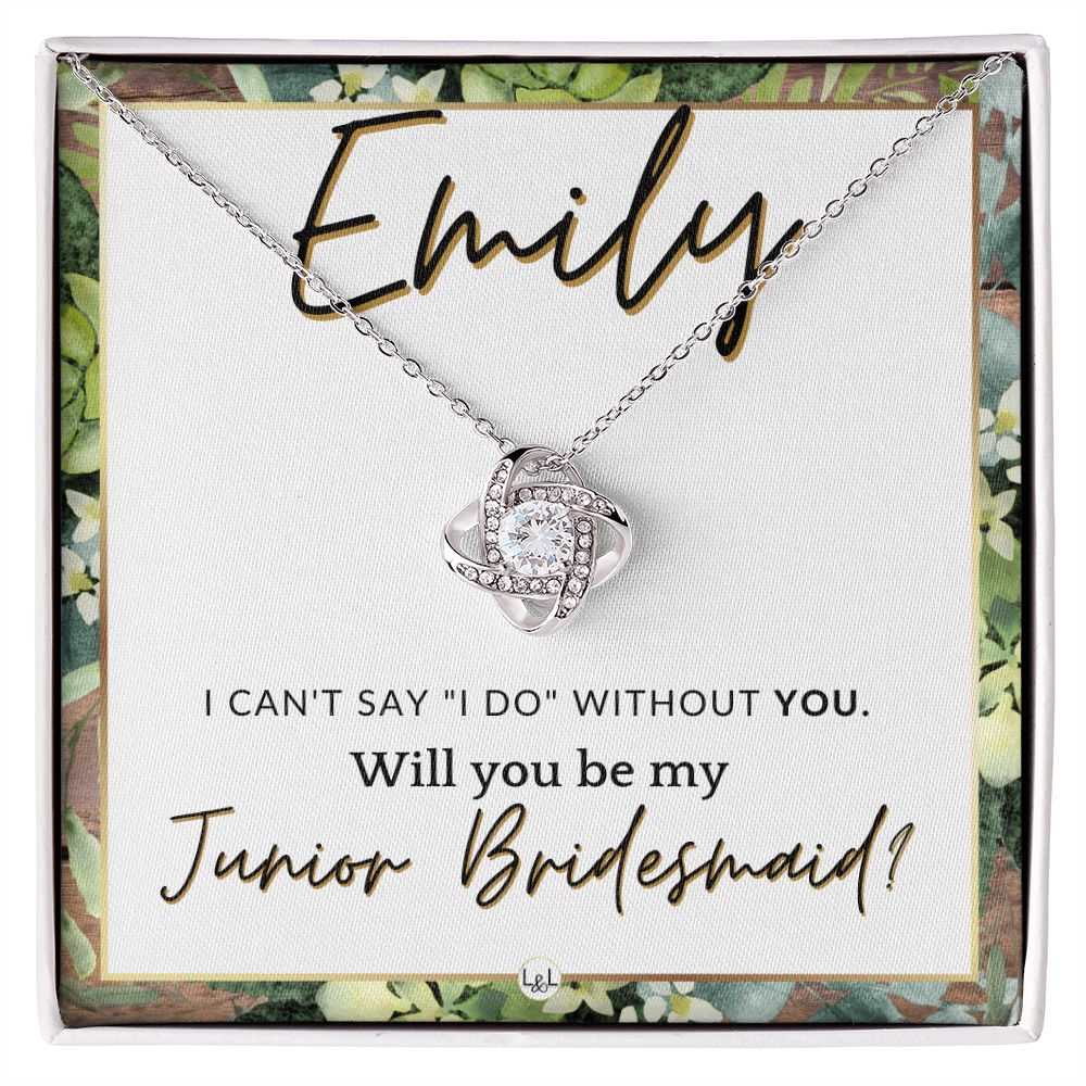 Junior Bridesmaid Proposal, Custom Name - Wedding Party Gift From Bride - Be My Jr. Bridesmaid , Rustic and Wood Wedding Theme