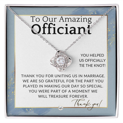 Officiant Gift - Thank You Gift For Wedding Officiant or Pastor - Gratitude and Appreciation , Dusty Blue And Gold Wedding Theme - Liliana and Liam