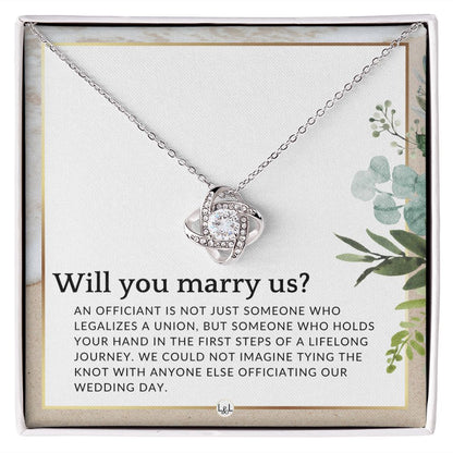 Wedding Officiant Proposal - Female Wedding Officiant, Pastor, Celebrants - Will You Marry Us , Beach and Destination Wedding Theme - Liliana and Liam