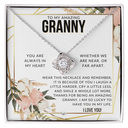 Granny Gift - Beautiful Women's Pendant - From Granddaughter, Grandson, Grandkids - Great For Mother's Day, Christmas, or Birthday - Liliana and Liam