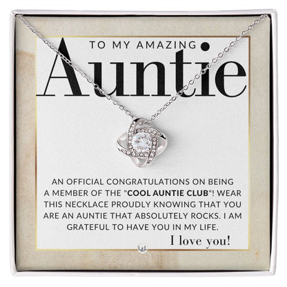 Funny Gift For Auntie - Present for Auntie From Niece or Nephew - Pendant Necklace - Great For Christmas, Her Birthday, Or As An Encouragement Gift - Liliana and Liam