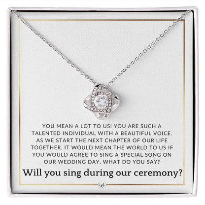 Wedding Ceremony Singer Proposal - Will You Sign At Out Wedding - Elegant White and Gold Wedding Theme - Liliana and Liam