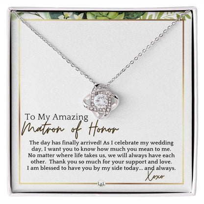 Matron of Honor Thank You Gift - On My Wedding Day MOH Gift From Bride - Wedding Party Accessory , White and Green, Eucalyptus Wedding - Liliana and Liam