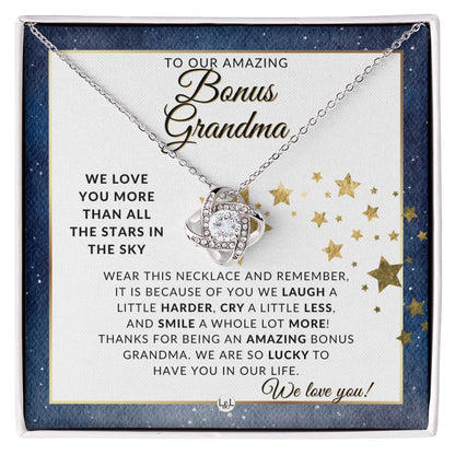 Our Bonus Grandma Gift - Meaningful Necklace - Great For Mother's Day, Christmas, Her Birthday, Or As An Encouragement Gift