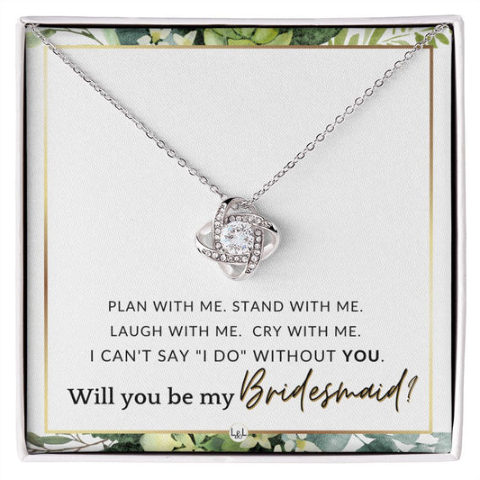 Bridesmaid Proposal - Wedding Party Jewelry Accessory From Bride - Be My Bridesmaid , White and Green, Eucalyptus Wedding - Liliana and Liam