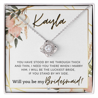 Bridesmaid Proposal Custom Name - Wedding Party Jewelry Accessories From Bride - Need You There , Pink Floral and Boho Wedding Theme - Liliana and Liam