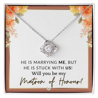 Matron of Honour Proposal Gift - Be My MOH Gift From Bride - Wedding Party - Stuck With Us , Pink Floral and Boho Wedding Theme - Liliana and Liam