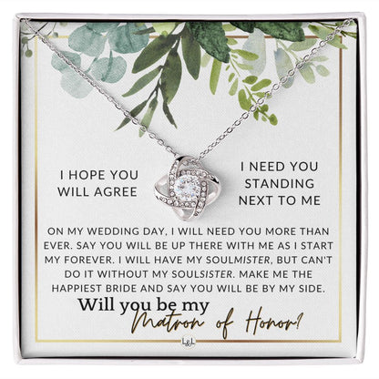 Matron of Honor Proposal Gift - Be My MOH Gift From Bride - By My Side - Wedding Party Accessory , White and Green, Eucalyptus Wedding - Liliana and Liam