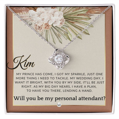 Wedding Personal Attendant Proposal, Custom Name - Wedding Helper - Wedding Party Gift Idea , Terracotta, Rust And Gold Wedding Theme - Liliana and Liam