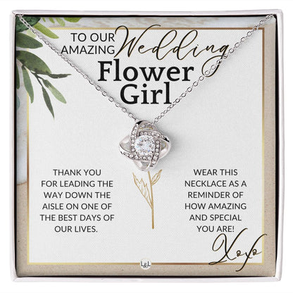 Flower Girl Necklace - Wedding Party Thank You Gift - Gratitude Gift, Token of Appreciation , Beach and Destination Wedding Theme - Liliana and Liam
