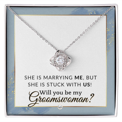 Groomswoman Proposal - Gift From Groom - Will You Be My Groomswoman - Wedding Party Accessories , Dusty Blue And Gold Wedding Theme - Liliana and Liam