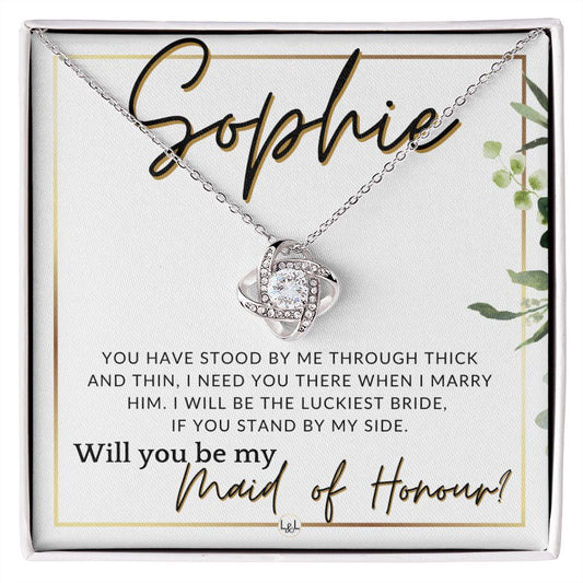 Maid of Honour Proposal, Custom Name - Be My Maid Of Honour - Gift From Bride - Need You There , White and Green, Eucalyptus Wedding