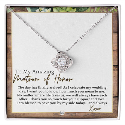 Matron of Honor Thank You Gift - On My Wedding Day MOH Gift From Bride - Wedding Party Accessory , Rustic and Wood Wedding Theme - Liliana and Liam