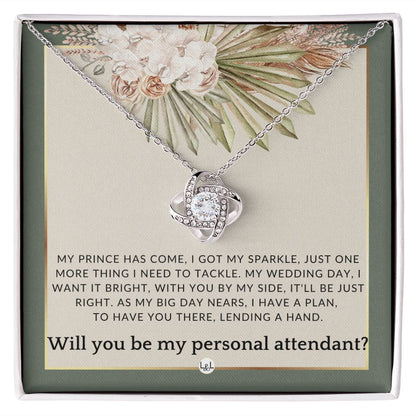 Wedding Personal Attendant Proposal - Will You Be My Helper, Bridal Concierge, Lady in Waiting , Sage Green & Boho Wedding Theme - Liliana and Liam