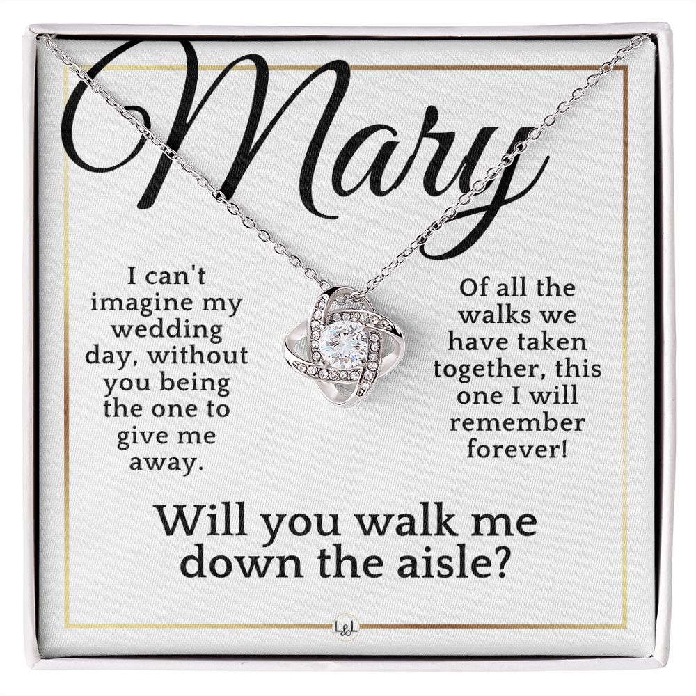 Will You Walk Me Down The Aisle - Give Me Away Proposal - Custom Name - Elegant White and Gold Wedding Theme