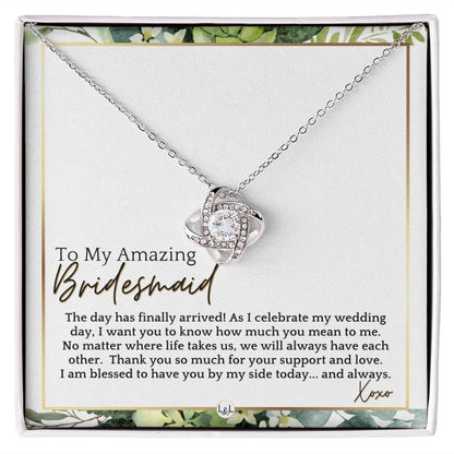 Bridesmaid Gift - On My Wedding Day From Bride - Wedding Party Thank You Jewelry Accessories , White and Green, Eucalyptus Wedding - Liliana and Liam