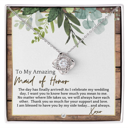 Maid of Honor Gift - MOH On My Wedding Day - Great Wedding Party Thank You Gift From The Bride , Rustic and Wood Wedding Theme - Liliana and Liam