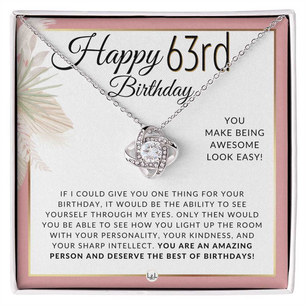 63rd Birthday Gift For Her - Necklace For 63 Year Old - Beautiful Woman's Birthday Pendant Jewelry