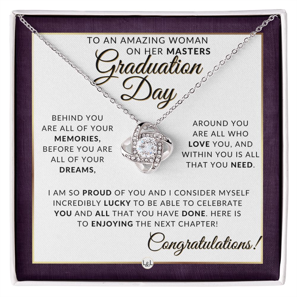 Masters Graduation Day Gift For Female - Mastering Success: Graduation Necklace for Women Who've Completed Their Master's Degree - 2024 Graduation Gift Idea For Her