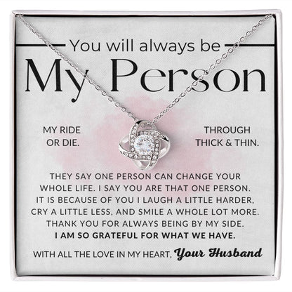 MY Person - To My Wife Necklace - From Husband - Christmas Gifts, Birthday Present, Wedding Anniversary Gift, Valentine's Day