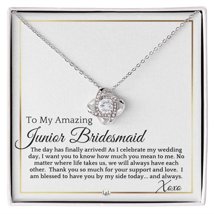 Junior Bridesmaid Gift - On My Wedding Day - Wedding Party Thank You Gift - Elegant White and Gold Wedding Theme - Liliana and Liam