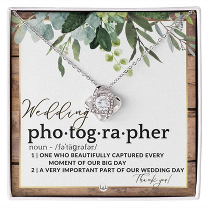 Wedding Photographer Gift - Thank You From Bride & Groom - Gratitude Gift, Token of Appreciation , Rustic and Wood Wedding Theme - Liliana and Liam