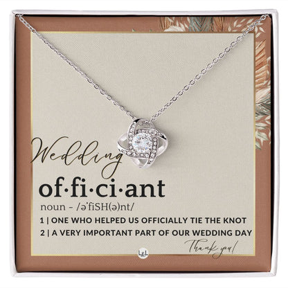 Officiant Gift - Thank You Gift For Female Wedding Officiant, Pastor - Thank You For Marrying Us , Terracotta, Rust And Gold Wedding Theme - Liliana and Liam