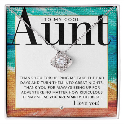 Gift For Cool Aunt - Present for Aunt From Niece or Nephew - Pendant Necklace - Great For Christmas, Her Birthday, Or Encouragement Gift - Liliana and Liam