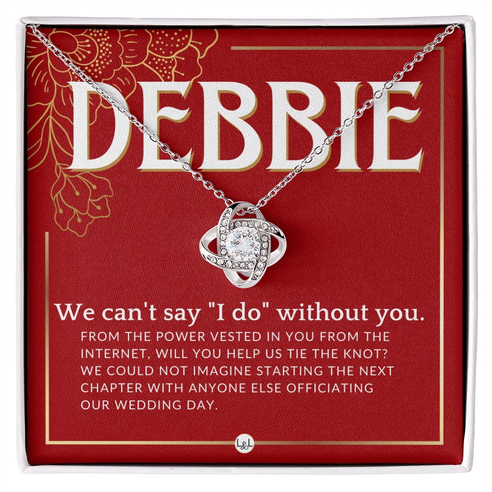 Wedding Officiant Proposal, Custom Name - From The Power Vested In You From The Internet Necklace - Red and Gold Wedding Theme