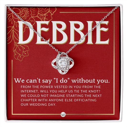 Wedding Officiant Proposal, Custom Name - From The Power Vested In You From The Internet Necklace - Red and Gold Wedding Theme