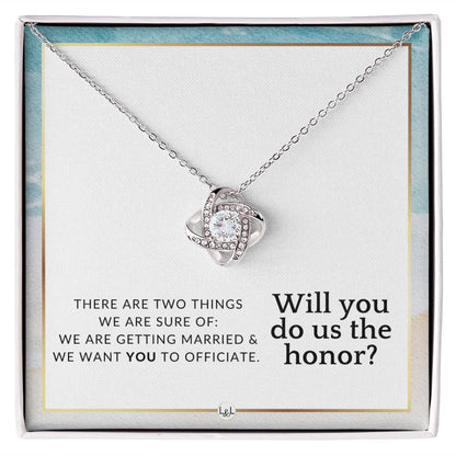 Wedding Officiant Proposal - Female Wedding Officiant, Pastor, Celebrants - Do Us The Honor , Beach and Destination Wedding Theme - Liliana and Liam