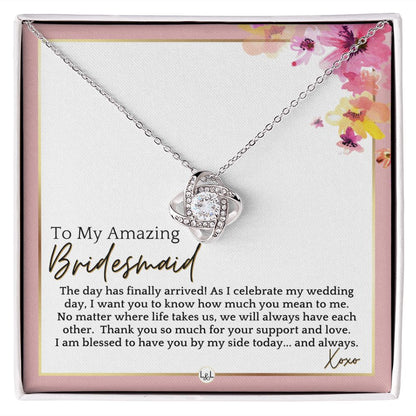 Bridesmaid Gift - On My Wedding Day From Bride - Wedding Party Thank You Jewelry Accessories , Pink Floral and Boho Wedding Theme - Liliana and Liam