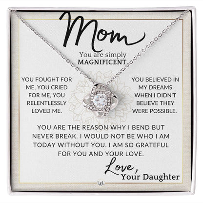 Gift for Mom - Simply Magnificent - To My Mother, From Daughter - A Beautiful Women's Pendant Necklace - Great For Mother's Day, Christmas, or Her Birthday