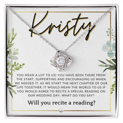 Wedding Ceremony Reader Proposal, Custom Name - Will You Read At Our Wedding - From The Couple , White and Green, Eucalyptus Wedding