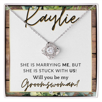 Groomswoman Proposal, Custom Name, From Groom - Be My Groomswoman - Wedding Party Accessories , Rustic and Wood Wedding Theme