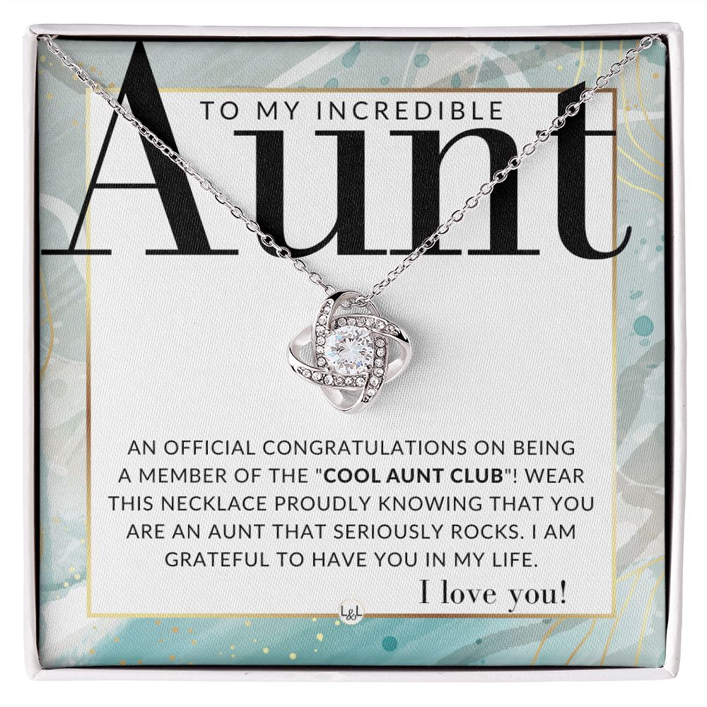 Funny Gift For Aunt - Cool Aunt Club - Present for Aunt From Niece or Nephew - Pendant Necklace - Great For Christmas, Her Birthday, Or Encouragement Gift
