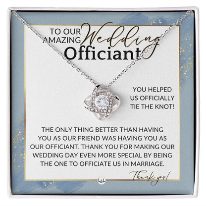 Officiant Gift - Thank You Thank You For Marrying Us - Female Wedding Officiant or Pastor Gift , Dusty Blue And Gold Wedding Theme - Liliana and Liam