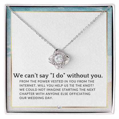 Wedding Officiant Proposal - From The Power Vested In You From The Internet - Female Officiant , Beach and Destination Wedding Theme - Liliana and Liam