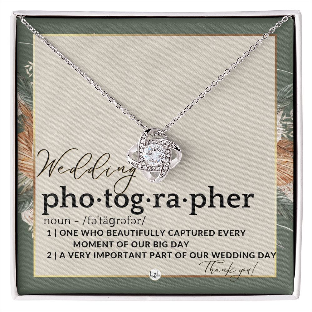 Wedding Photographer Gift- Thank You From Bride & Groom- Gratitude Gift, Token of Appreciation , Sage Green & Boho Wedding Theme