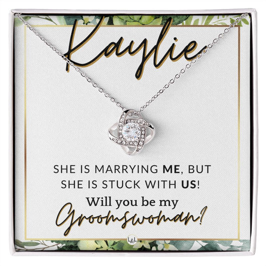 Groomswoman Proposal, Custom Name, From Groom - Be My Groomswoman - Wedding Party Accessories , White and Green, Eucalyptus Wedding