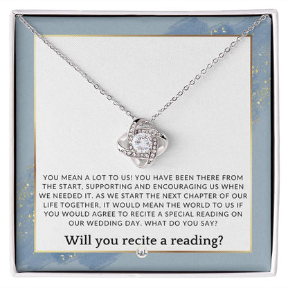 Wedding Ceremony Reader Proposal - Will You Read At Our Wedding - From The Bride and The Groom , Dusty Blue And Gold Wedding Theme - Liliana and Liam