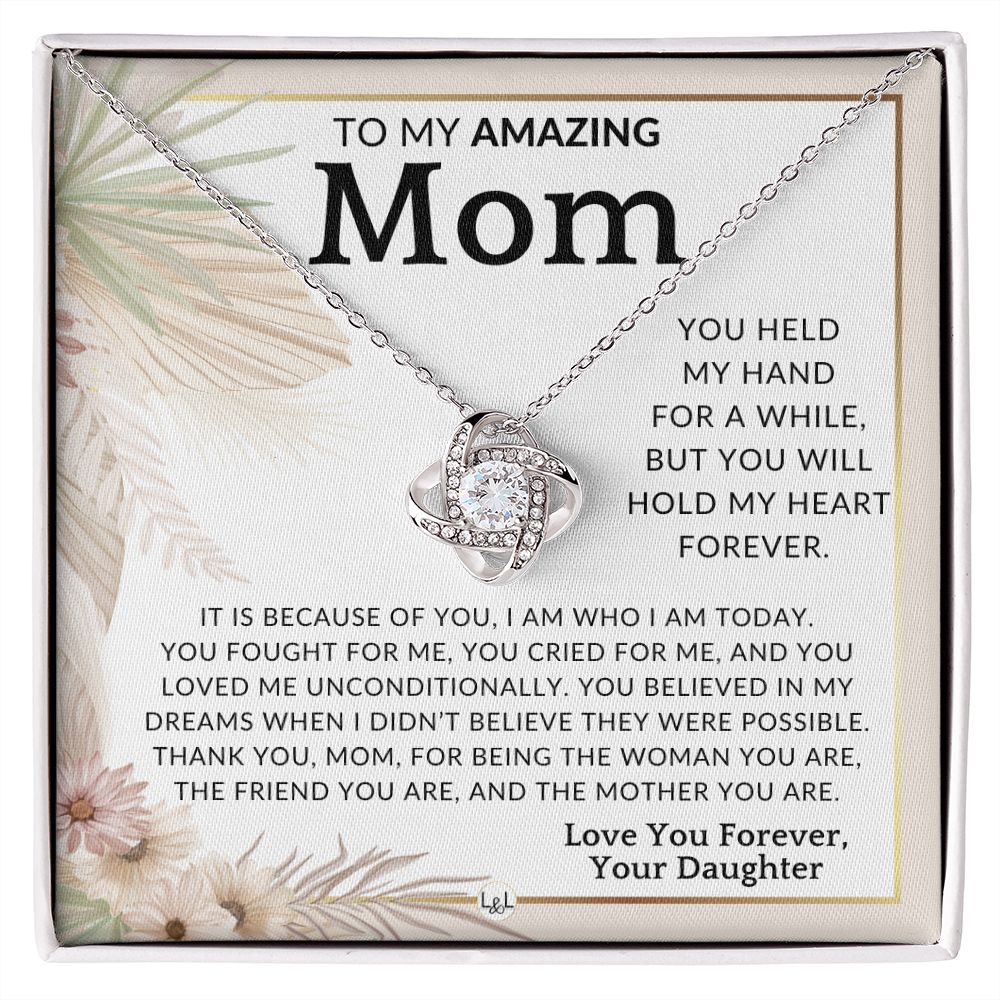 Gift for Mom - My Heart Forever - To Mother, From Daughter - Beautiful Women's Pendant Necklace - Great For Mother's Day, Christmas, or Her Birthday