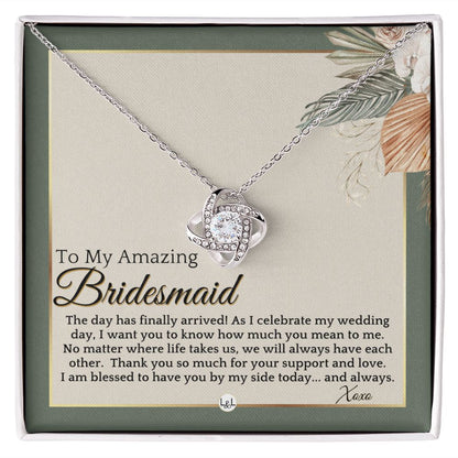 Bridesmaid Gift - On My Wedding Day From Bride - Wedding Party Thank You Jewelry Accessories , Sage Green & Boho Wedding Theme - Liliana and Liam