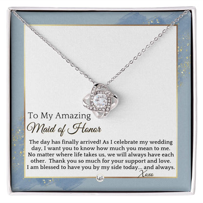 Maid of Honor Gift - MOH On My Wedding Day - Great Wedding Party Thank You Gift From The Bride , Dusty Blue And Gold Wedding Theme - Liliana and Liam