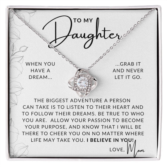 Follow Your Dreams - To My Daughter (From Mom) - Mother to Daughter Gift - Christmas Gifts, Birthday Present, Graduation Necklace, Valentine's Day